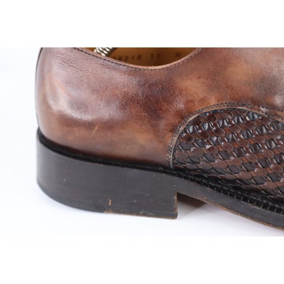 Bruno Magli Mens Size 11 M Braided Leather Oxford Dress Shoes Brown Italy Made main image 7